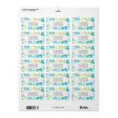 青い黄色の緑のハイビスカスハワイトロピカルな好意 ラベル (フルシート)