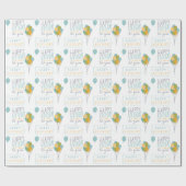 青い黄色の緑のハッピーバースデー ラッピングペーパー (フラット)