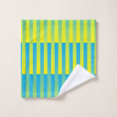 青い黄色の緑のパタストライプのーン バスタオルセット (ウォッシュタオル)