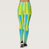 青い黄色の緑のパタストライプのーン レギンス (裏面)