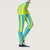青い黄色の緑のパタストライプのーン レギンス (右)