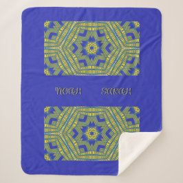 青い黄色の織りパターン シェルパブランケット