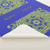 青い黄色の織りパターン シェルパブランケット (3/4)