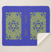 青い黄色の織りパターン シェルパブランケット (正面(横))