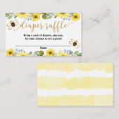 青い黄色の花のハチのオムツくじのカード エンクロージャーカード (正面/裏面)