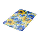 青い黄色の花のブライズシャワー バスマット (アングル)