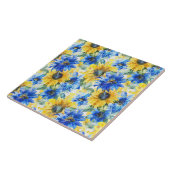 青い黄色の花 タイル (側面)