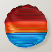 青い黄色の赤ストライプ色 ラウンドクッション (裏面)
