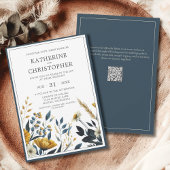 青い黄色の野エレガント花結婚の 招待状