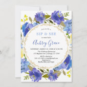 青い黄色の金ゴールド·エレガントフローラSIPおよび 招待状 (正面)