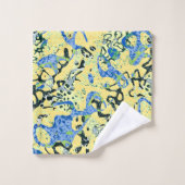 青い黄色の黒の斑点のあるグラフィック抽象化 バスタオルセット (ウォッシュタオル)