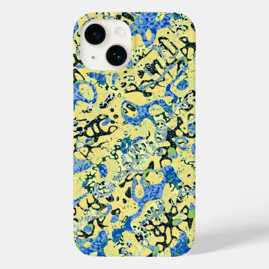 青い黄色の黒の斑点のあるグラフィック抽象化 Case-Mate iPhoneケース (裏面)