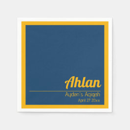 青い黄色無地のの色のプレーン、Aqiqah赤ちゃんシャワー スタンダードカクテルナプキン
