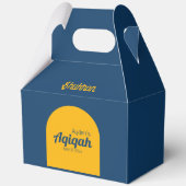 青い黄色無地のの色のプレーン、Aqiqah赤ちゃんシャワー フェイバーボックス (裏面)