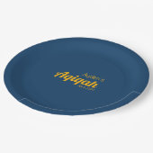 青い黄色無地のの色のプレーン、Aqiqah赤ちゃんシャワー ペーパープレート (アングル)