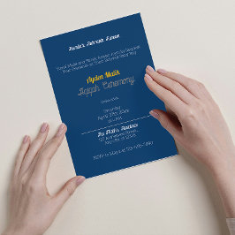 青い黄色無地のの色のプレーン、Aqiqah赤ちゃんシャワー 招待状