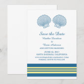 青い黄色航海のの貝殻の保存日 招待状 (正面/裏面)