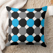 青い黒いグレージオメトリ クッション (ブランケット)