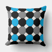 青い黒いグレージオメトリ クッション (正面)