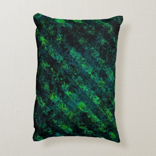 青い黒いストライプの緑の背ぼやけ景、グラ アクセントクッション (裏面(縦))