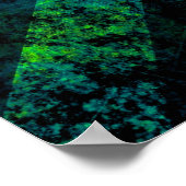 青い黒いストライプの緑の背ぼやけ景、グラ ポスター (角)