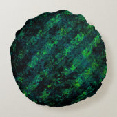 青い黒いストライプの緑の背ぼやけ景、グラ ラウンドクッション (裏面)