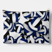 青い黒いバレーボールのモノグラムの模様 アクセサリーポーチ (裏面)