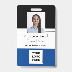 青い黒い線の名前の写真従業員企業のID バッジ