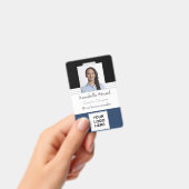 青い黒い線の名前の写真社員企業の悪 バッジ (Handheld)