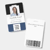 青い黒い線の名前の写真社員企業の悪 バッジ (Front & Back)