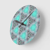 青い黒い花のデザインホーム10時 ラウンド壁時計 (傾斜)