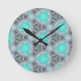 青い黒い花のデザインホーム10時 ラウンド壁時計