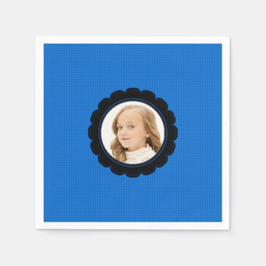 青い黒い花の置き換えイメージ スタンダードカクテルナプキン (正面)