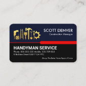 青い黒い赤い線の手書きツール 名刺 (正面)