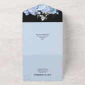 青い黒い銀色のグラムチョウバラフローラチック オールインワン招待状 (外側)