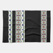 青い黒とオレンジ色のピンク キッチンタオル (横)