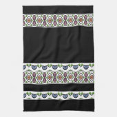 青い黒とオレンジ色のピンク キッチンタオル (縦)