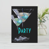 青い黒のエレガントパーティー 招待状 (スタンド正面)