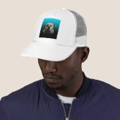 青い黒のグラデーションの背景を持つ可愛いボクサー犬 キャップ (インサイチュ)