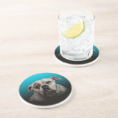 青い黒のグラデーションの背景を持つ可愛いボクサー犬 コースター (側面)