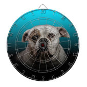 青い黒のグラデーションの背景を持つ可愛いボクサー犬 ダーツボード (正面)