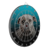 青い黒のグラデーションの背景を持つ可愛いボクサー犬 ダーツボード (正面左)