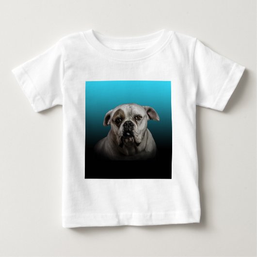 青い黒のグラデーションの背景を持つ可愛いボクサー犬 ベビーTシャツ (正面)