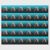 青い黒のグラデーションの背景を持つ可愛いボクサー犬 ラッピングペーパー (フラット)