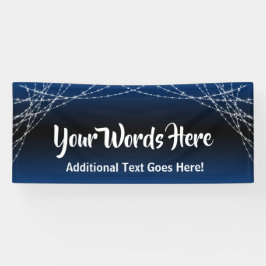 青い黒のグラデーション光のストリング独自の文字を追加 横断幕