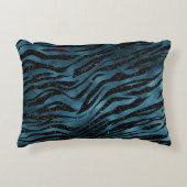 青い黒のゼブラ印刷の色 アクセントクッション (正面)