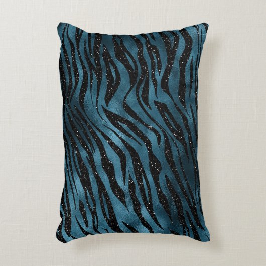 青い黒のゼブラ印刷の色 アクセントクッション (正面(垂直))