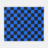 青い黒のチェッ市松模様にクパターン フリースブランケット (正面(横))