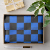 青い黒のチェッ市松模様にクパターン 薄葉紙 (ギフト)