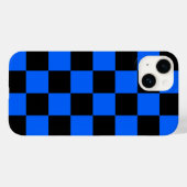青い黒のチェッ市松模様にクパターン Case-Mate iPhoneケース (裏面 (横))